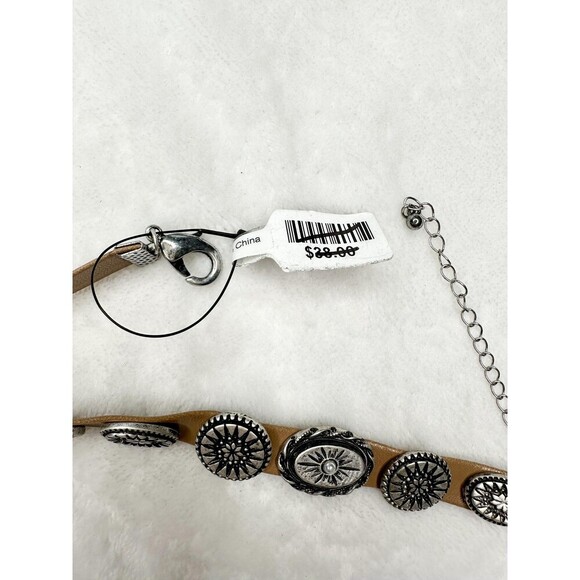 NEW Free People Western Bohemian Choker in Brown Silver Yellowstone Rare Pendant - Picture 3 of 5